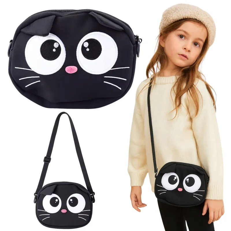 Torba Saszetka Kot Zasuwana Kieszeń Regulowany Pas 21 x 16 cm - Czarna
