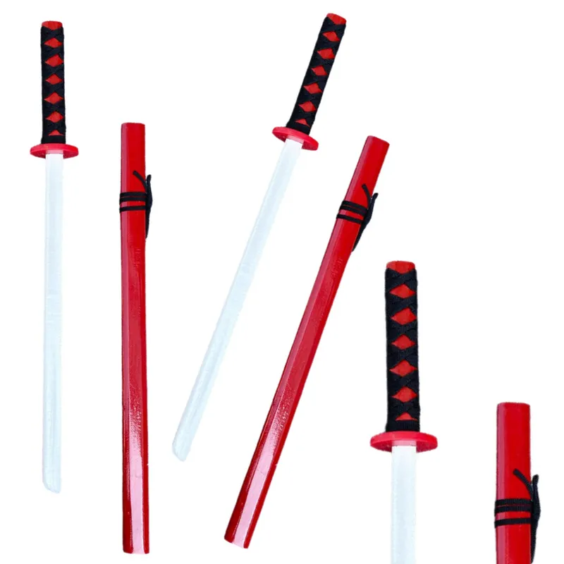 Drewniana Katana Miecz Do Zabawy Treningu Rekwizyt 70cm - Czerwony