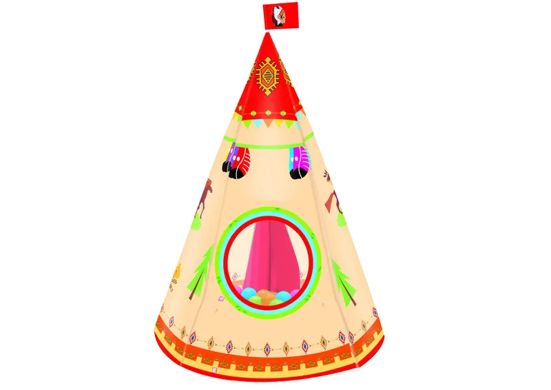 Namiot Tipi Dla Dzieci Styl Indiański Ogród 160 cm X 105 cm - Kremowy