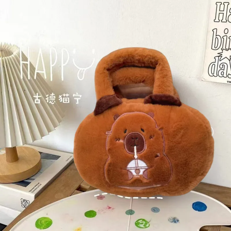 Torba Pluszowa Z Kapibarą Z Kubkiem 20cm - Brązowy