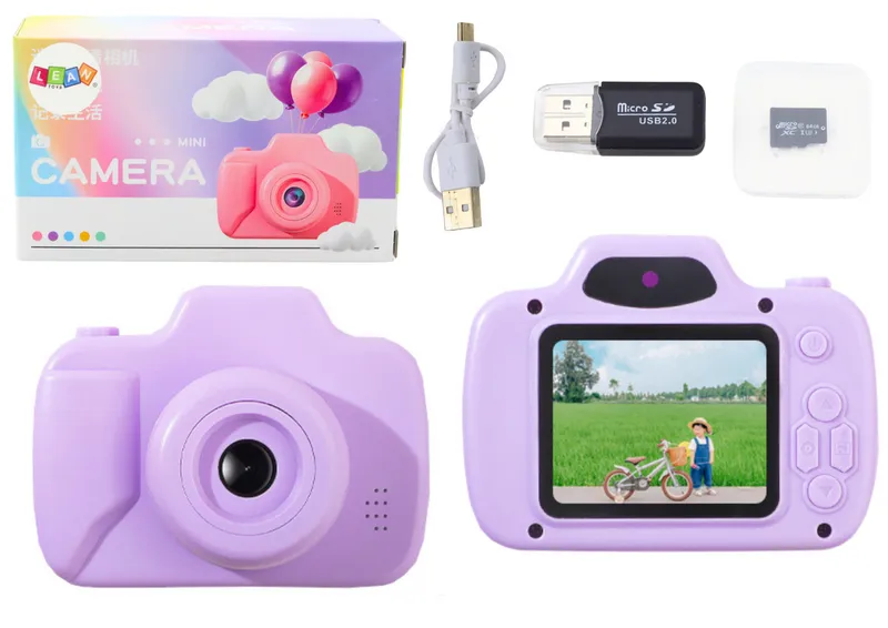 Aparat Dla Dzieci Zdjęcia Nagrywanie Gry Karta Pamięci 64GB - Fioletowy
