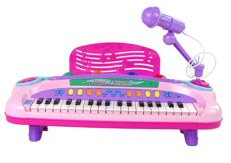 Interaktywne Duże Pianino Keyboard Mikrofon MP3 - Różowe
