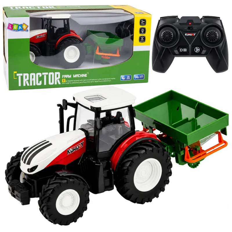 Traktor Rolniczy Z Siewnikiem Zdalnie Sterowany RC Światła 1:24 - Czerwony