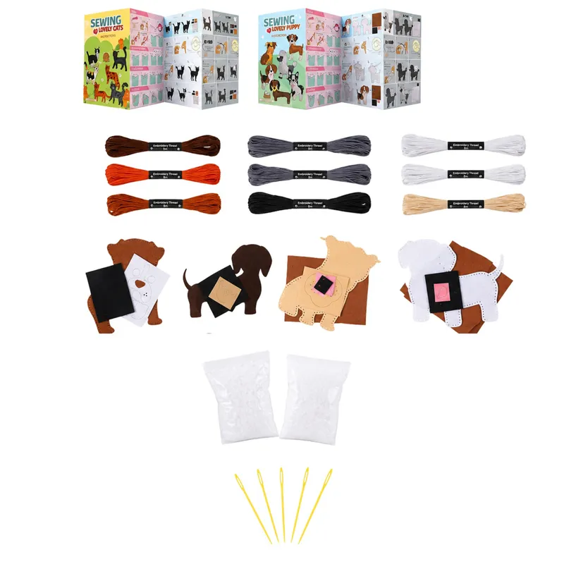 Zestaw Kreatywny Pluszaki Do Szycia Filcowe Maskotki Pieski DIY 6 szt