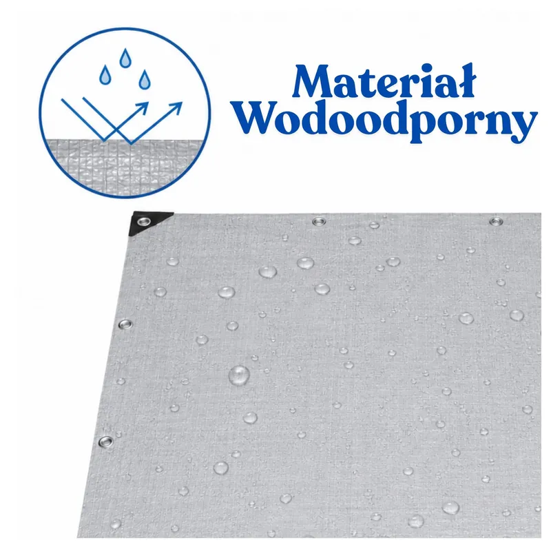 Plandeka Wodoodporna Folia Zbrojona Ochronna Przeciwdeszczowa 2x4 m - Szara