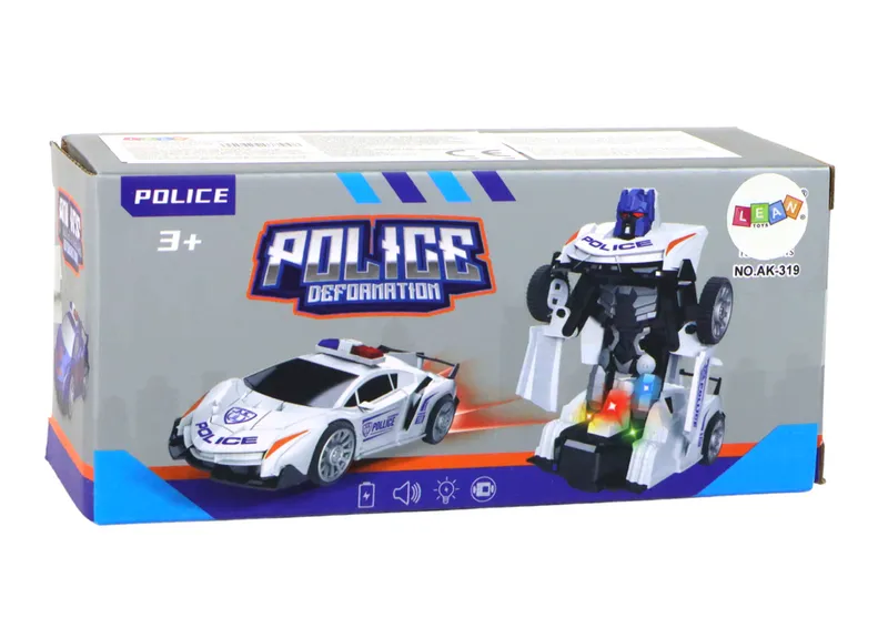 Samochód-Robot Policja 2w1 Transformacja - Biały