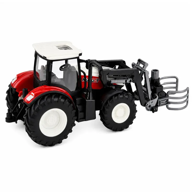 Traktor Rolniczy Z Chwytakiem Do Bel Zdalnie Sterowany RC 1:24 - Czerwony