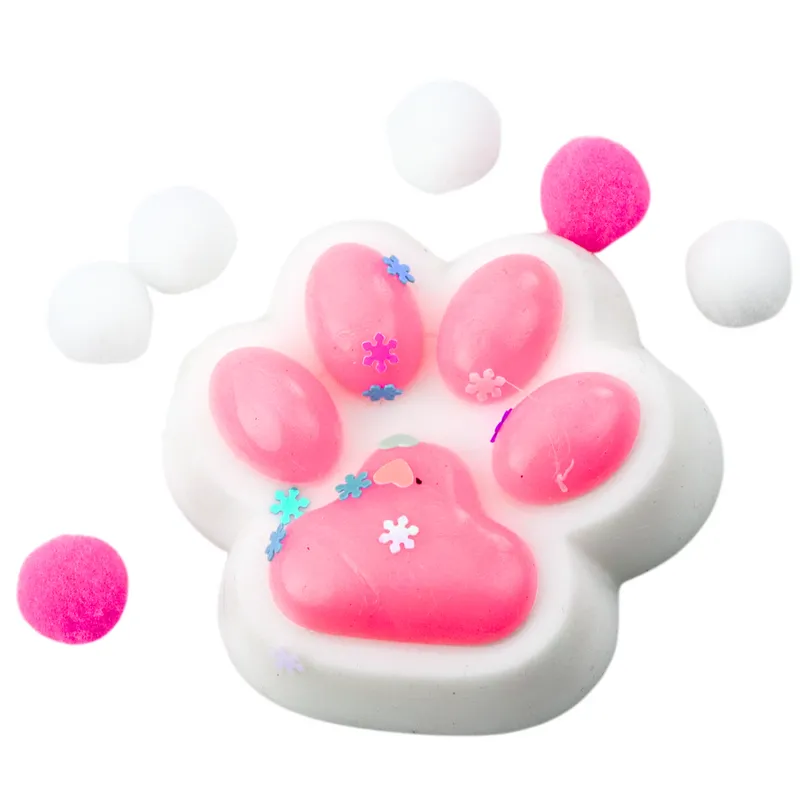 Gniotek Kocia Łapka Antystresowa Sensoryczna Squishy - Biało-Różowa