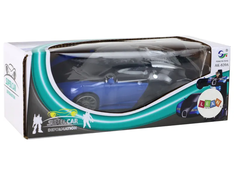 Samochód-Robot 2w1 Bugatti Efekty Świetlne - Niebieski
