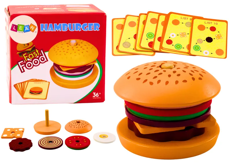 Hamburger Drewniany 8 el Karty Z Przepisami 10 szt
