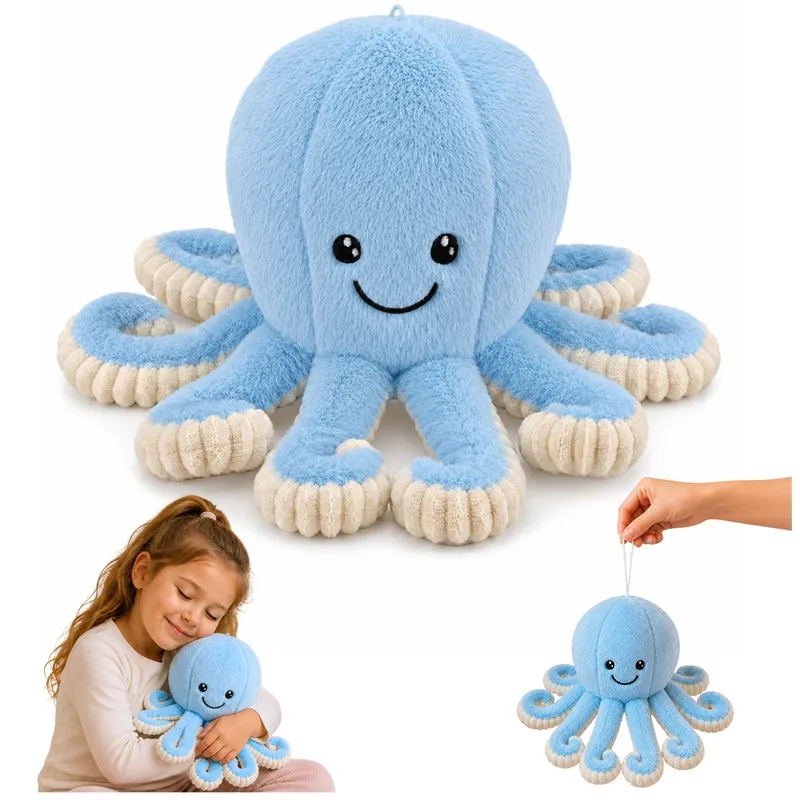 Pluszowa Ośmiornica Maskotka Przytulanka Sprężyste Macki 30 cm - Niebieska