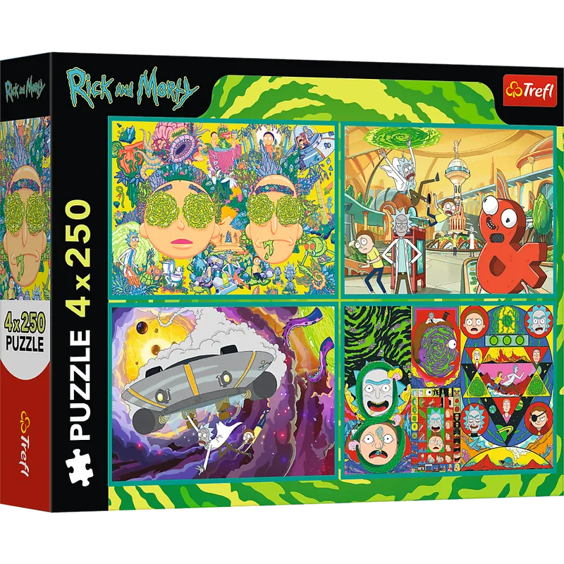 Puzzle - 4x250 - Zakręcony Świat Ricka I Morty'ego - Warner Rick And Morty - TREFL 13338
