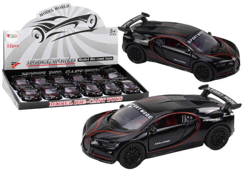 Auto Sportowe Samochód 1:32 Figurka Spojler Metal Dźwięki - Czarne