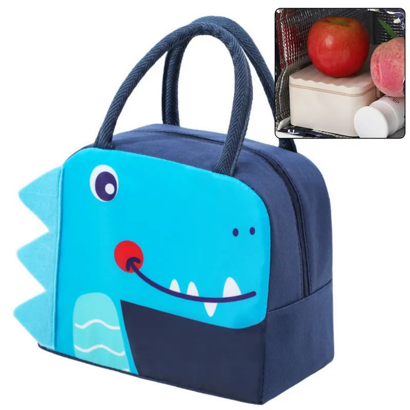 Torba Termiczna Izolacyjna Śniadaniowa Lunch Bag Dinozaur 23cm - Niebieski
