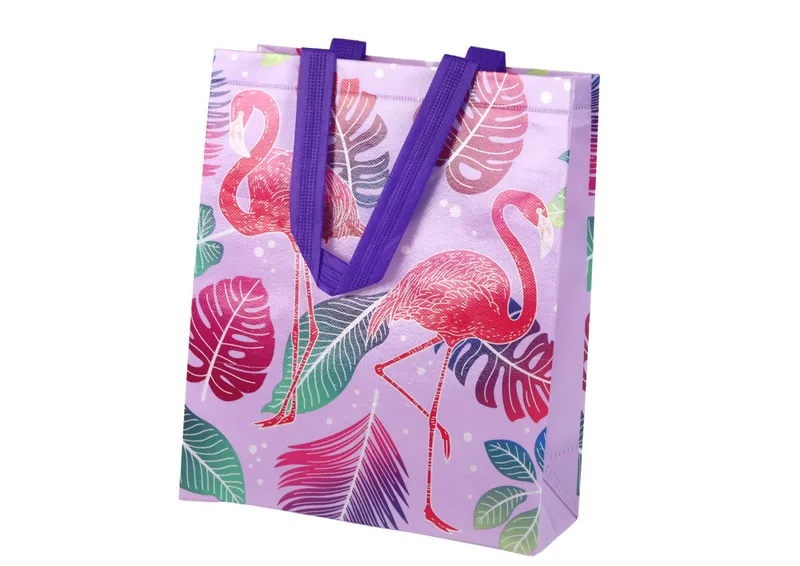 Torba Prezentowa Flamingi 30,5cm X 24,5cm X 10cm - Fioletowa