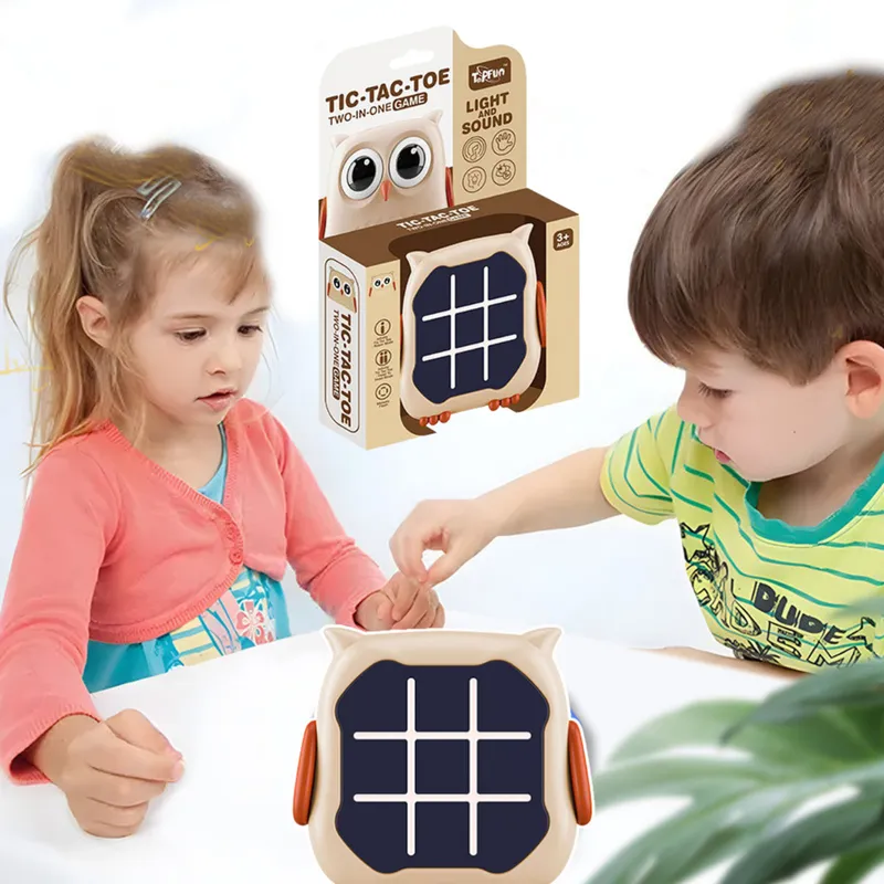 Gra Elektroniczna 3w1 Kółko I Krzyżyk Memory Sowa - Beżowa