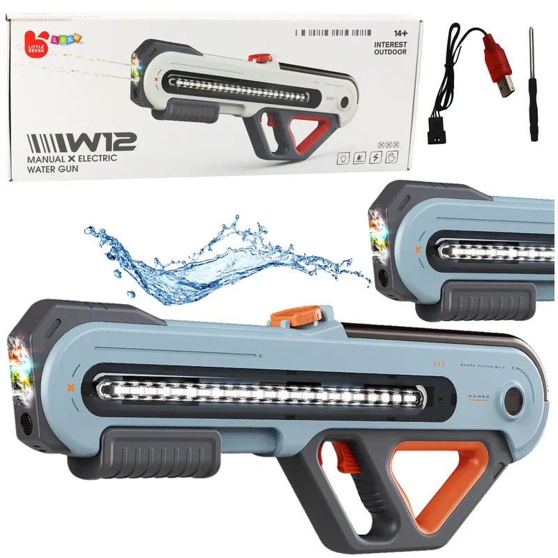 Duży Pistolet Karabin W12 Elektryczny Na Wodę LED 60cm - Szary