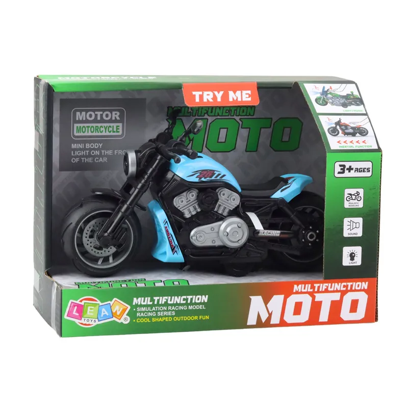 Motocykl Zabawkowy Na Baterie Napęd Światła Dźwięki - Niebieski