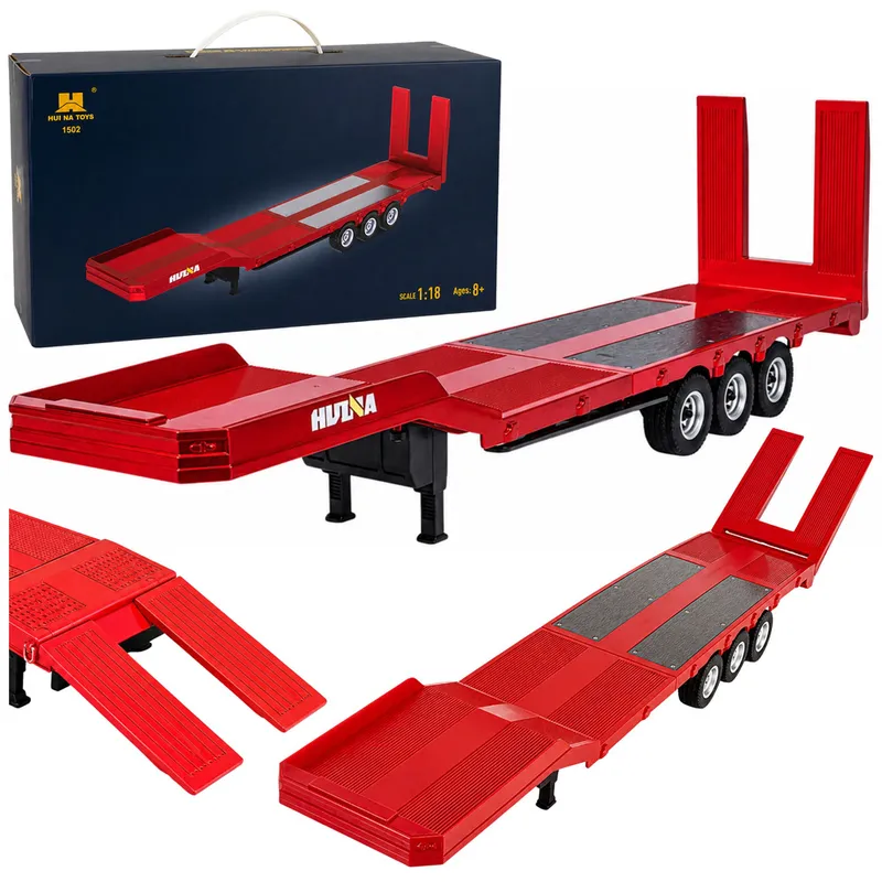 Przyczepa Niskopodwoziowa Naczepa Do Scania 770S Huina 1:18 - Czerwona