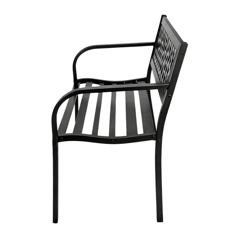 Ławka Ogrodowa Parkowa Taras Ogród Metalowa Oparcie 120 cm - Czarna
