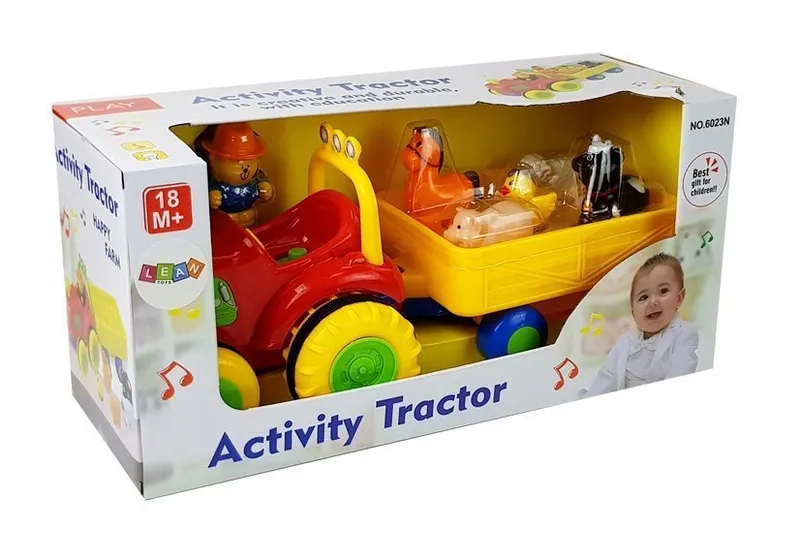 Traktor Z Przyczepką, Zwierzętami Dla Niemowląt Na Baterie Z Dźwiękiem