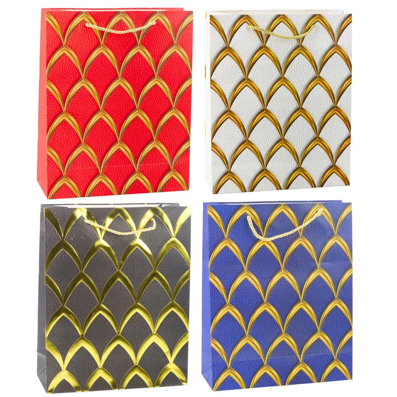 Torba Prezentowa Elegancka Zdobienia 32 x 26 x 12 cm - Złote