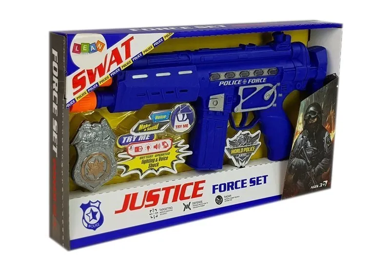 Zestaw Policyjny Pistolet Odznaka Dźwięk Efekty Świetlne 37cm - Granatowy