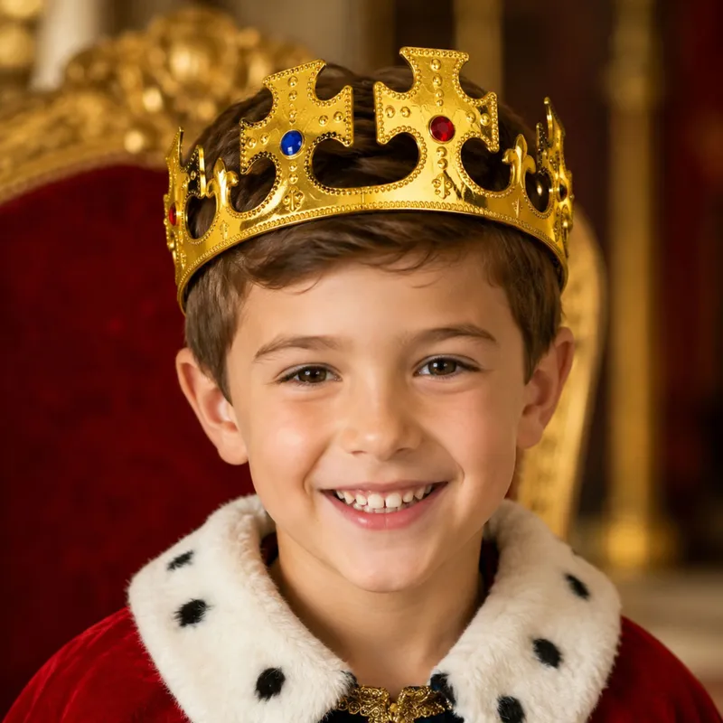 Króla Korona Regulowana Do Przebrania Króla Królowej 17-20 cm - Złota