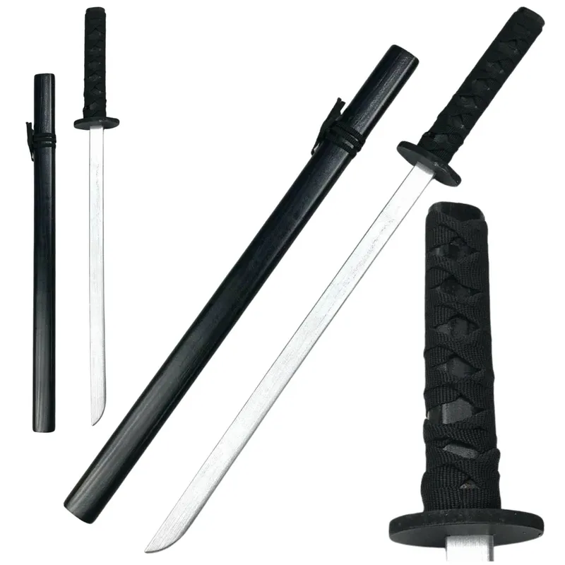 Drewniana Katana Miecz Do Zabawy Treningu Rekwizyt 70cm - Czarny