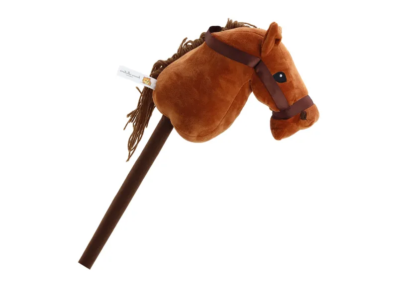 Pluszowa Głowa Konia Na Kiju Hobby Horse Koń Długowłosy Dźwięki - Brązowy