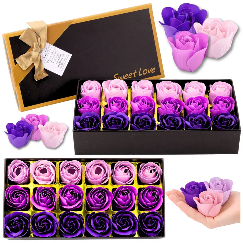 Flower Box Wieczne Pachnące Róże Kwiaty W Pudełku 18 szt - Fioletowe