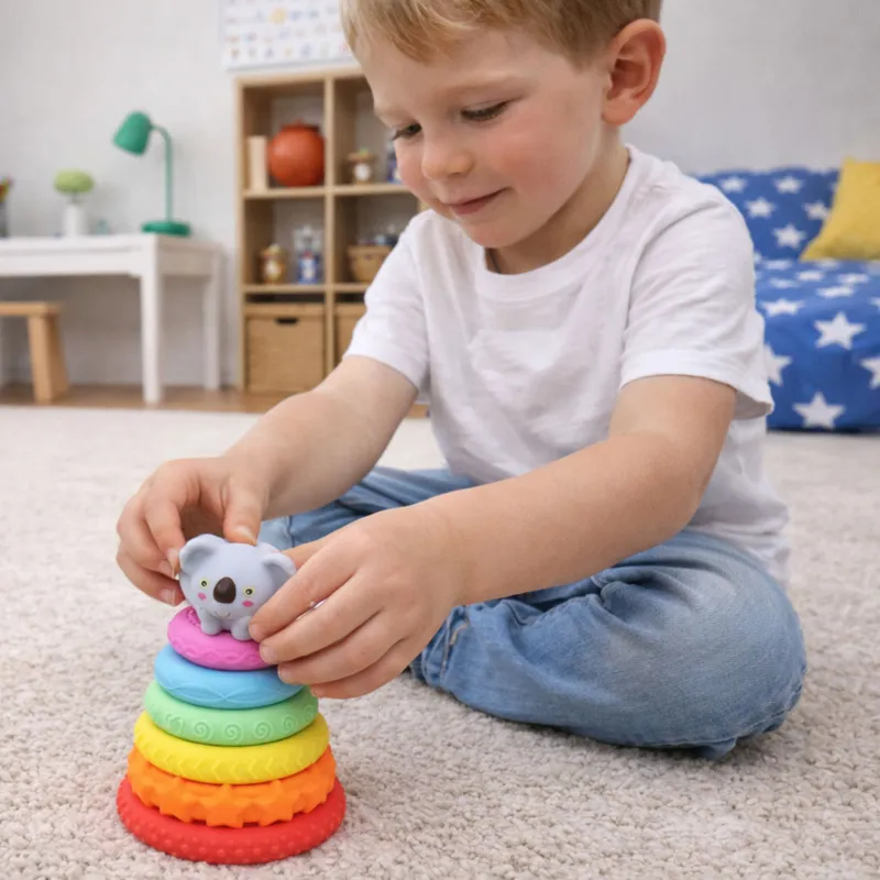 Piramidka Sensoryczna Z Koalą Wieża Edukacyjna Kolorowa 7 el