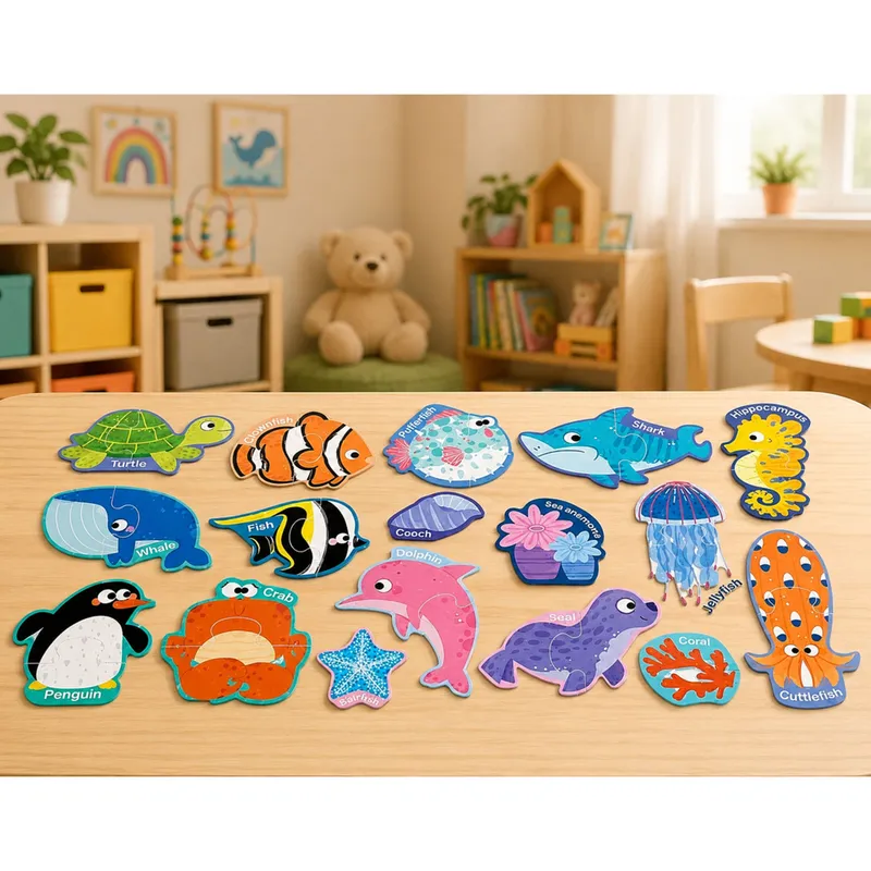 Puzzle Magnetyczne Zwierzęta Morskie Magnesy Na Lodówkę Edukacyjne 30 el