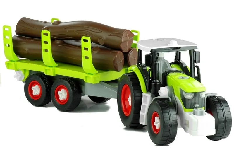 Rozkręcany Traktor Z Przyczepą Z Drewnem 43 cm