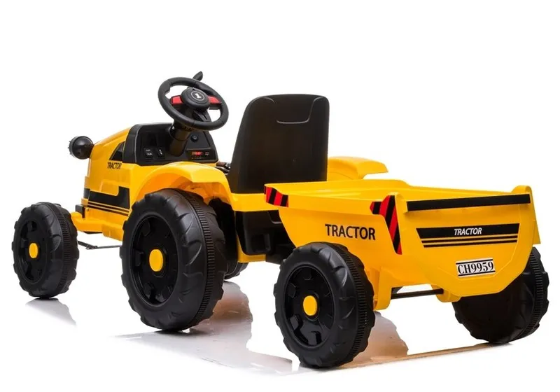 Traktor Na Akumulator Z Przyczepą CH9959 Światła LED Pilot Radio - Żółty