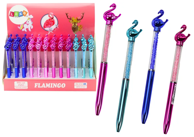 Długopis Z Flamingiem Diamenciki Wkład 0.7mm Mix - Niebieski