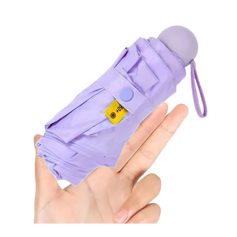 Parasolka Kieszonkowa Składana Z Ochroną UV UPF 50+ Etui 90 cm - Fioletowa