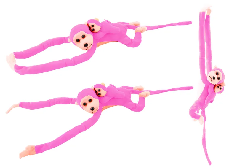 Maskotka Pluszowa Małpka Z Dzieckiem 70 cm - Różowa