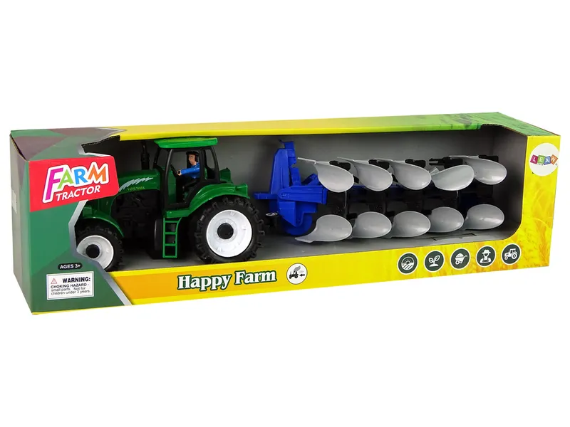 Traktor Z Pługiem Farma - Zielony