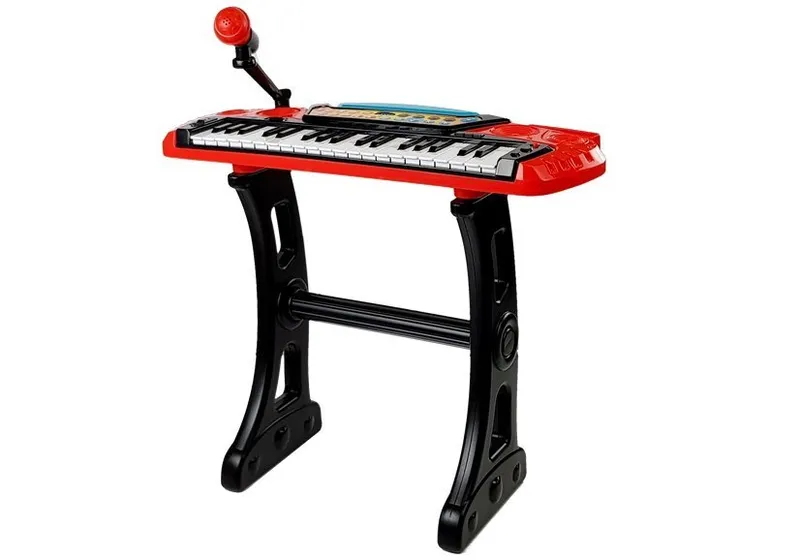 Keyboard Ze Statywem Krzesełkiem 37 Klawiszy - Czerwony