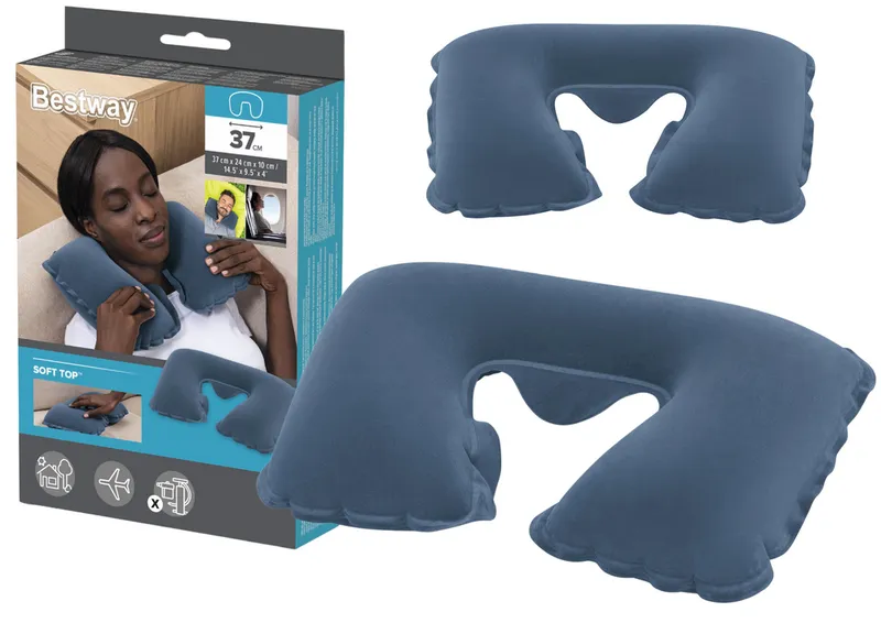 Dmuchana Poduszka Podróżna 46 x 28 cm Rogal BESTWAY 67006 - Niebieska