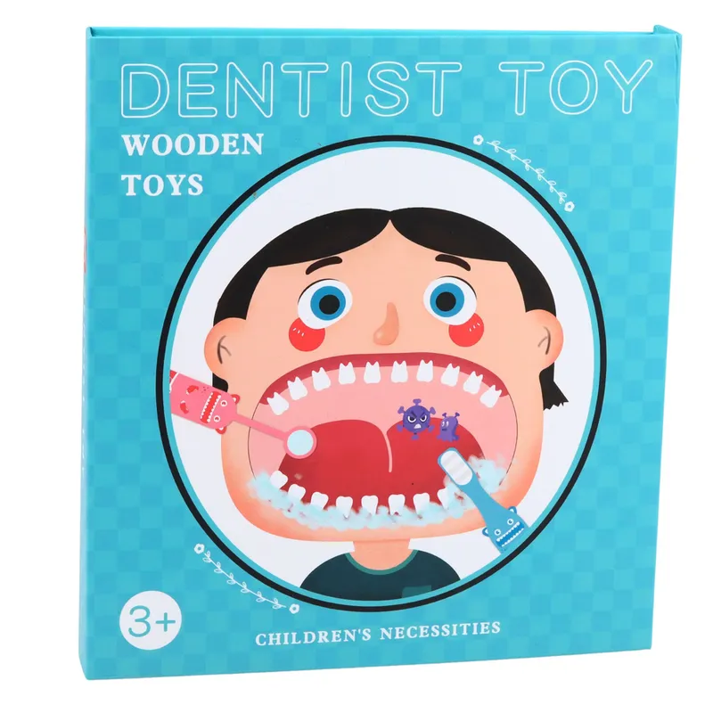 Drewniany Zestaw Małego Dentysty Książka Magnetyczna Zęby Narzędzia