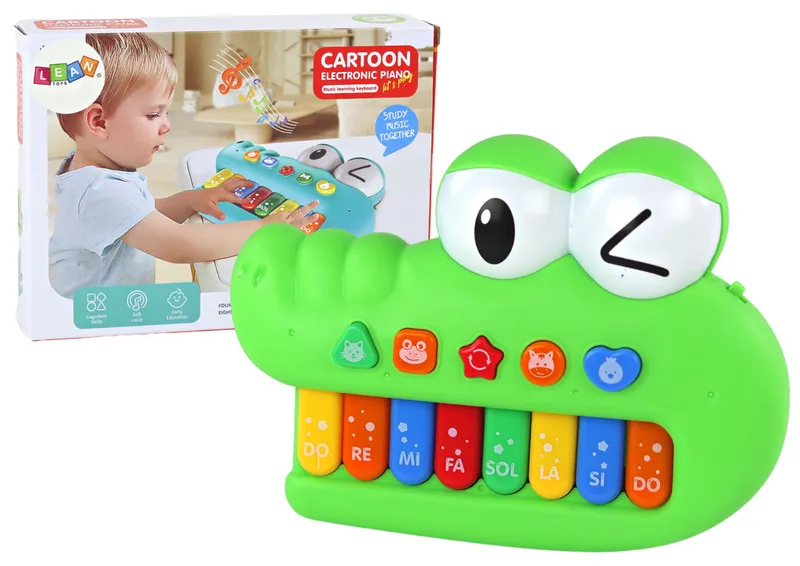 Organki Pianinko Edukacyjne Muzyczne Krokodyl Dźwięki Światła - Zielony