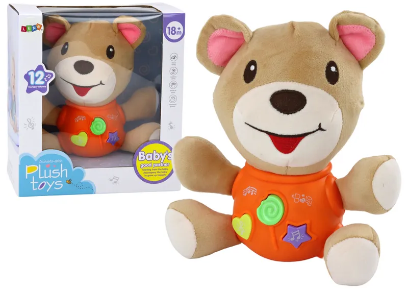 Pluszowy Miś Interaktywny Pluszak Grający 23 cm - Pomarańczowy