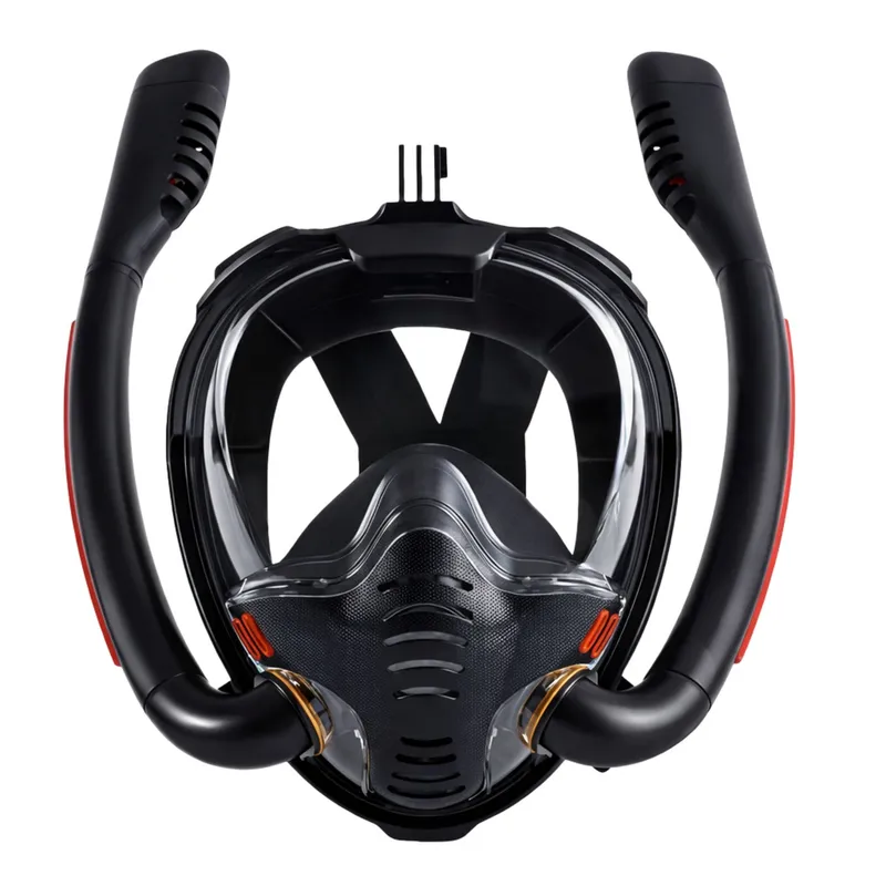 Maska Do Snorkelingu Nurkowania Pełnotwarzowa AntiFog DryTop L/XL - Czarna