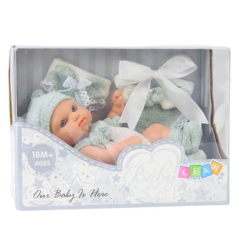Lalka Bobas Niemowlak Ubranko Czapeczka Śliniaczek 18 cm - Szare