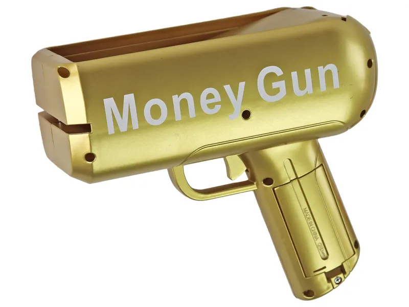 Pistolet Na Pieniądze Strzelający Wyrzutnia Money Gun Banknoty - Złoty