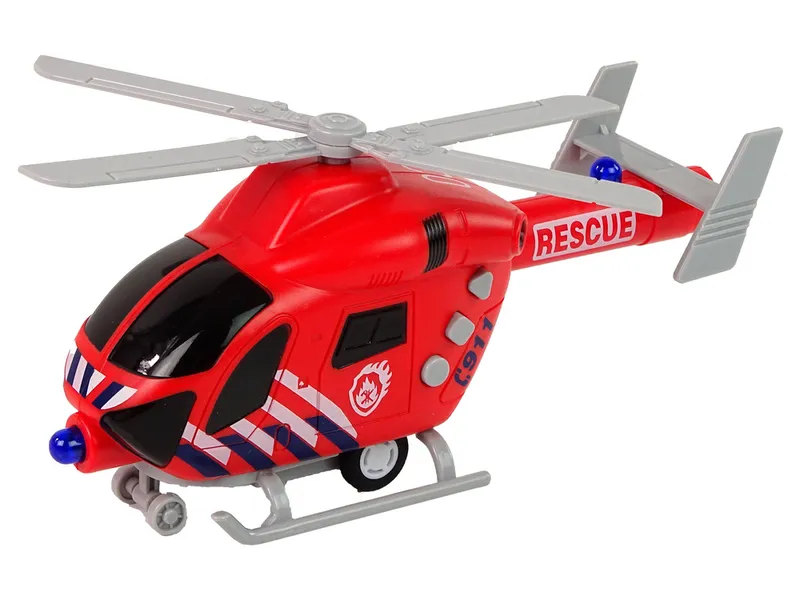 Helikopter Ratunkowy Straż Pożarna Dźwięk Światła Śmigła - Czerwony