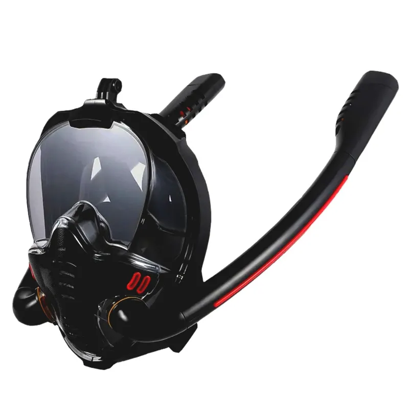 Maska Do Snorkelingu Nurkowania Pełnotwarzowa AntiFog DryTop L/XL - Czarna