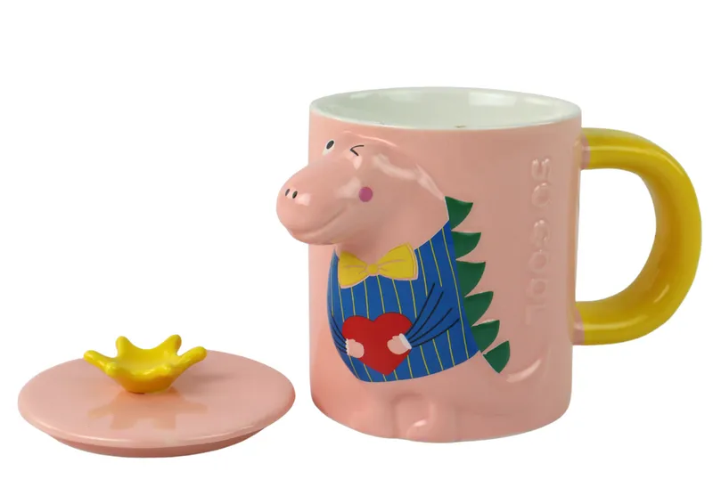 Kubek Z Przykrywką Dinozaur Dinozaur 400 ml - Różowy